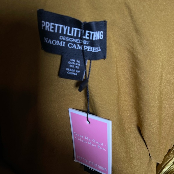 PRETTY LITTLE THING x Naomi Campbell Extreme Cowl Bodycon Dress - Picture 9 of 10